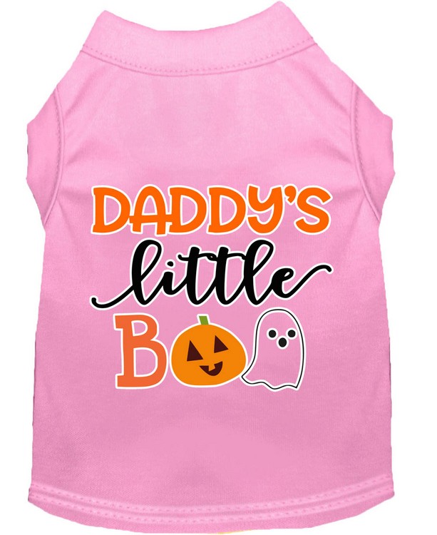 Daddy's Little Boo Screen Print Dog Shirt Light Pink XS